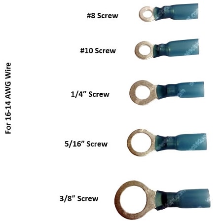 Electriduct Heat Shrink Ring Terminal, Blue, 25 PK HS-HP-RT-8.4-BL-25